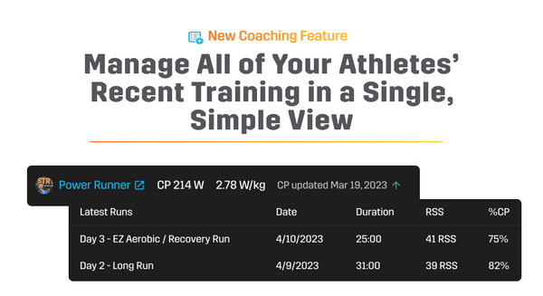 New Coaching Feature: Manage All of Your Athletes' Recent Training in a Single, Simple View